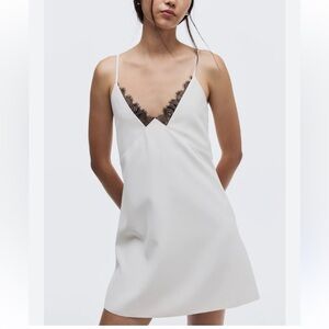 H&M Delicate White Lace-Trim Detail Short Slip Dress NWT